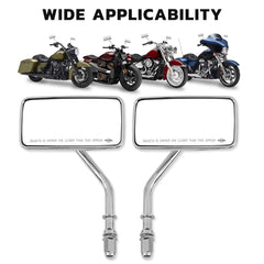 Fit Harley 2x Universal Motorcycle Retro Rectangle 8mm 10mm Side Rearview Mirror