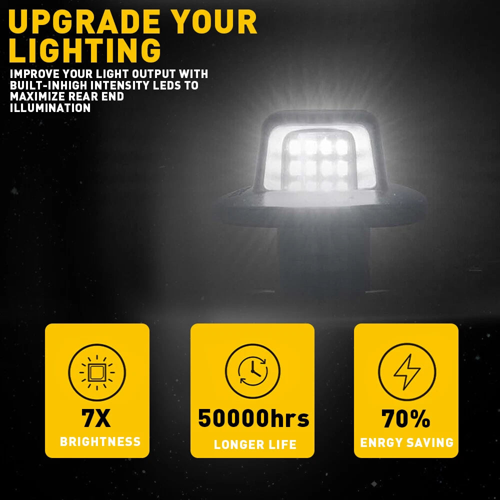 For 88-00 Chevy C/K 2500 1500 3500 2PC White LED License Plate Lights Tag Lamps 6B93BC-57