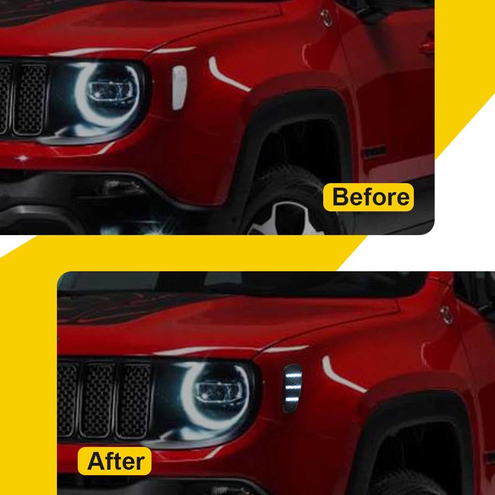 2X Side Marker Light Turn Signal Lamp White For 2015-23 Jeep Renegade Fender EOA 6B93BC-57