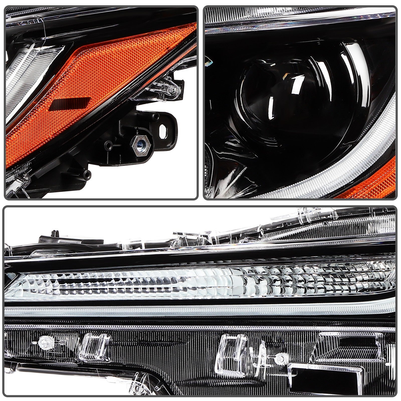 ECCPP LED Headlights Assembly For Corolla L LE Base 2020-2022 Pair Black Amber 6B93BC-57