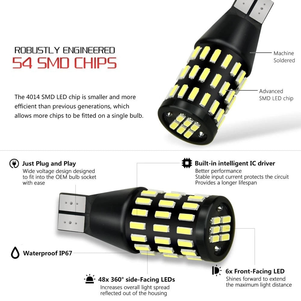 4X Backup Reverse Lights 921 912 T15 LED 6000K White Bulb 54H For GMC Ford EOA 6B93BC-57