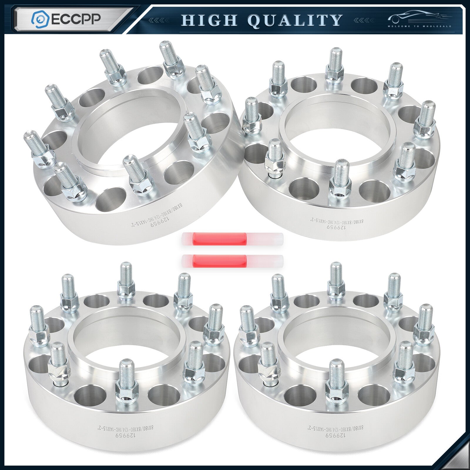 4 Pcs 2" 8x180 Hubcentric Wheel Spacers Front For Silverado Sierra 3500 HD SRW 6B93BC-57