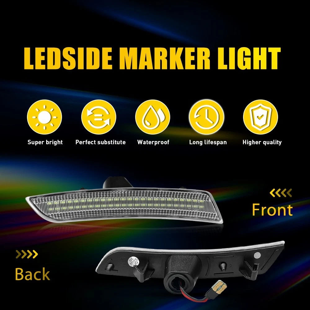 For Cadillac CTS ATS 2014-19 Clear White LED Bumper Side Marker Signal Light EOA 6B93BC-57