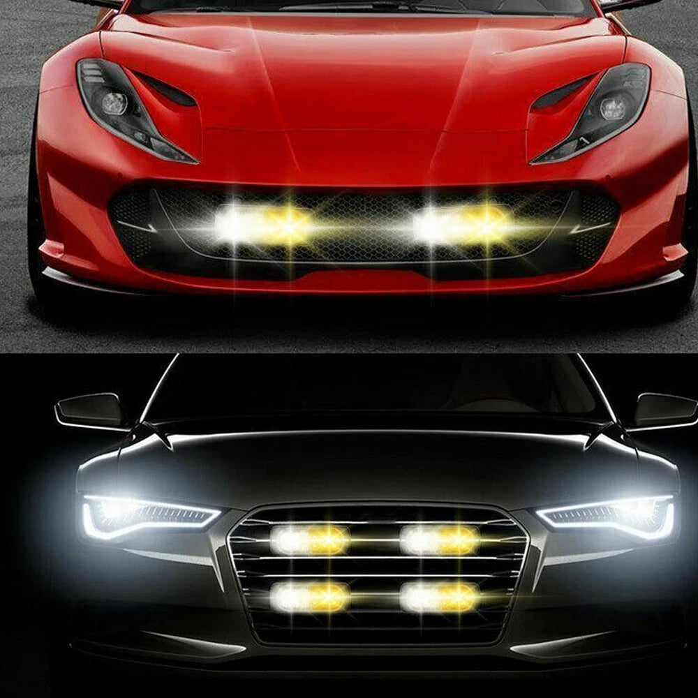4X 12 LED Car Truck Beacon Warning Flash Strobe Light Bar Amber/White EOA 6B93BC-57