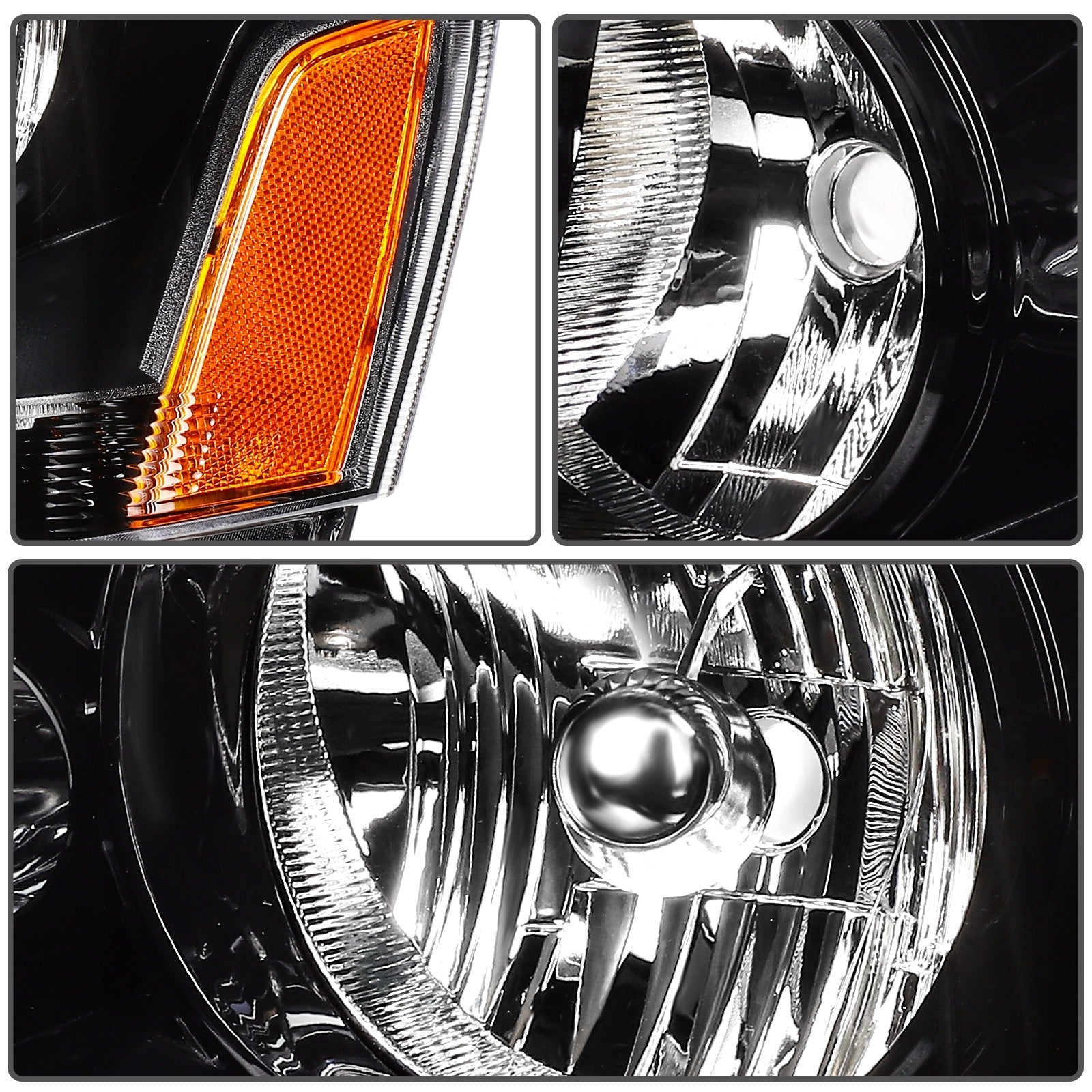 Pair Kit Halogen Headlights Assembly For 2008-2014 Dodge Avenger Black Amber KOEEP