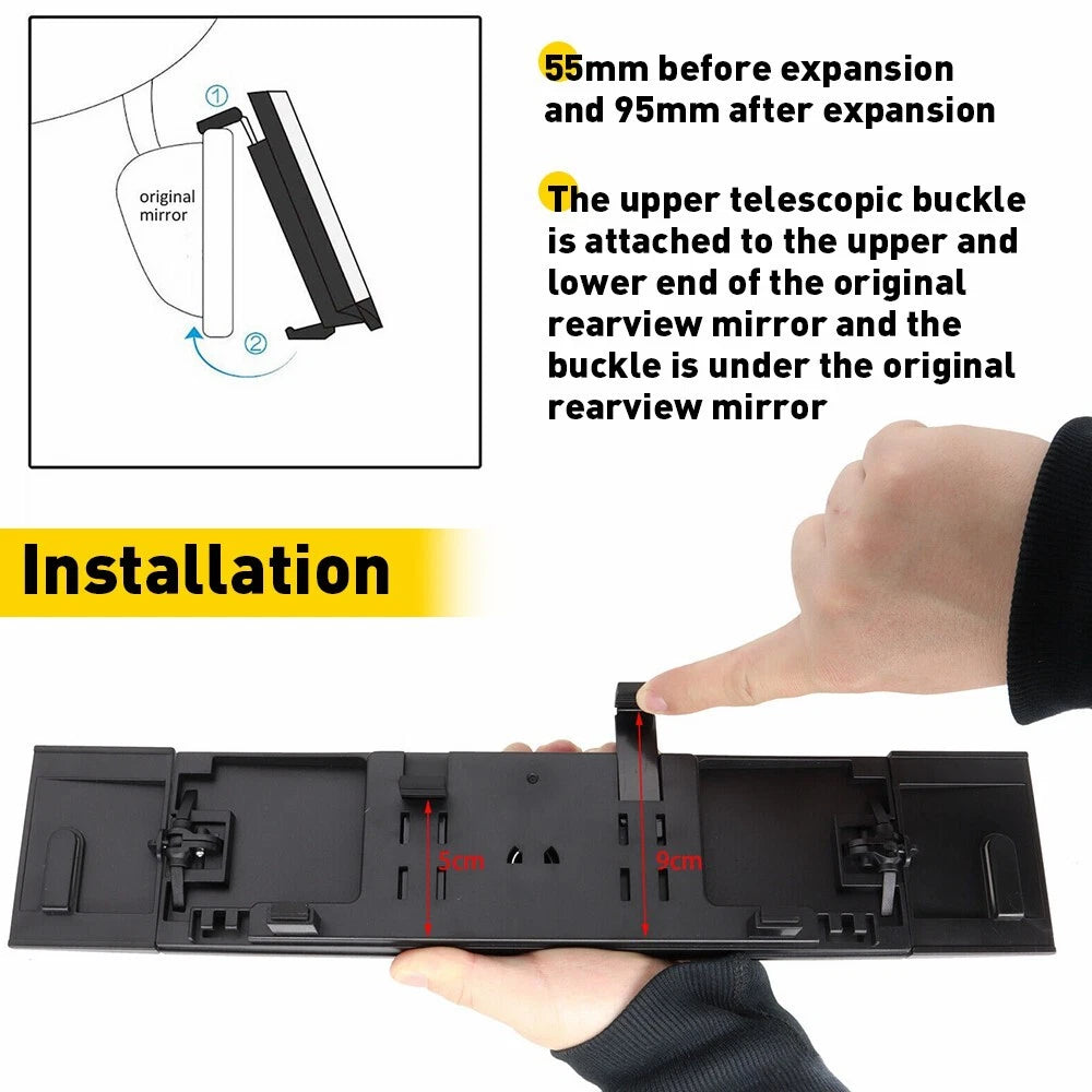 390M Extension Car Interior Rear Mirror View Rearview Wide Angle Blind Spot Long 6B93BC-57