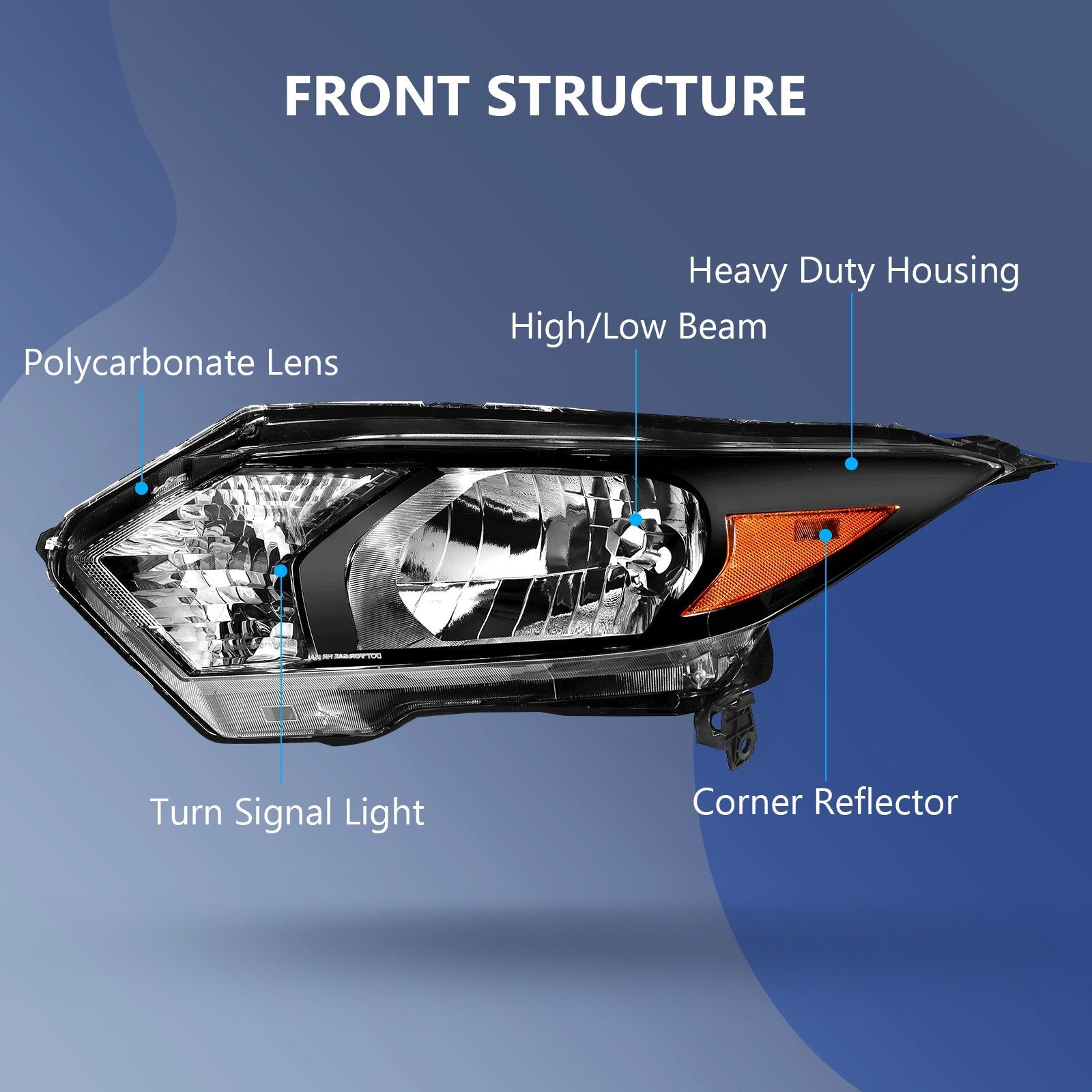 ECCPP Headlights Assembly For Honda HR-V HRV 1.8L 2016-2018 Pair Kit Black Amber 6B93BC-57