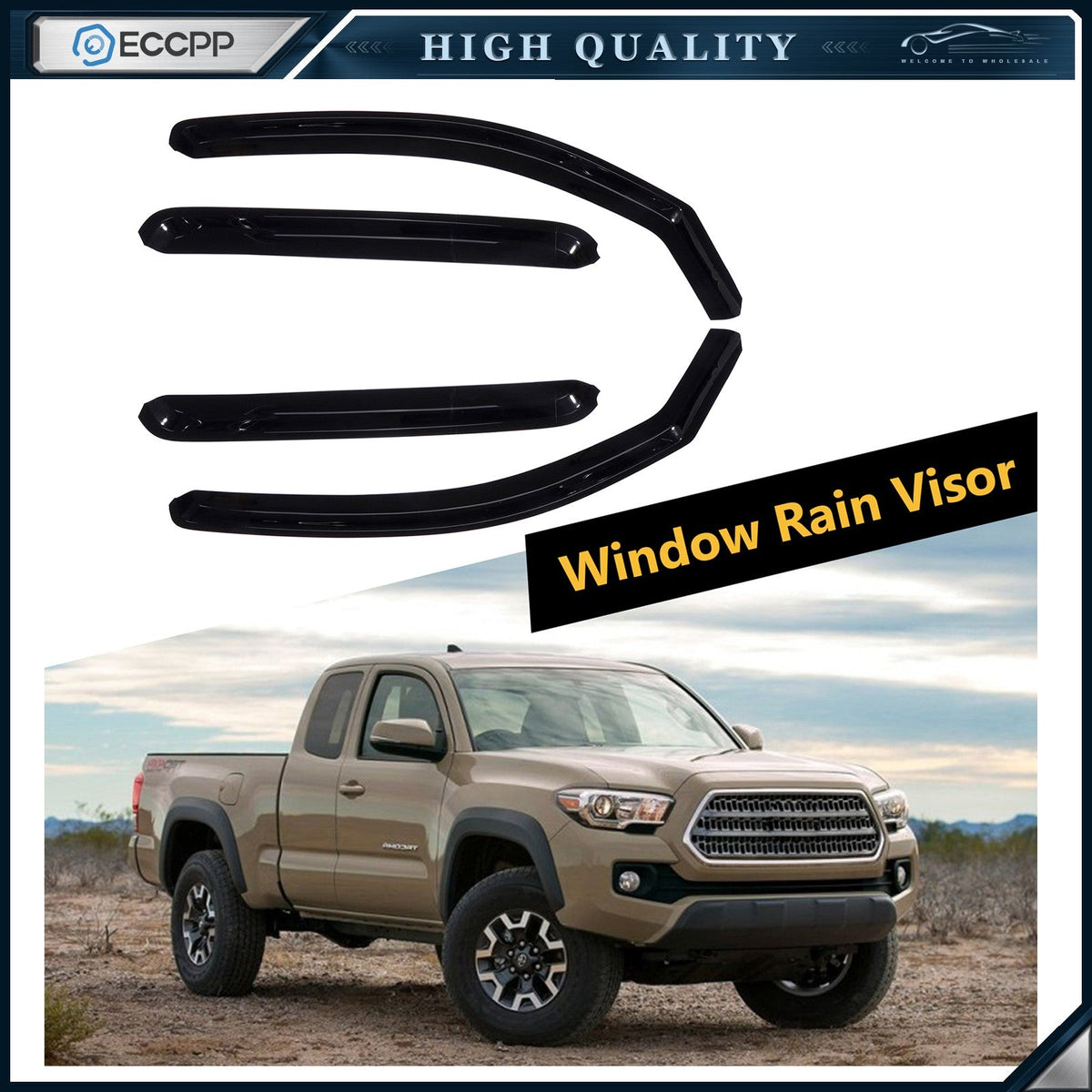 Guard Outside Mount Tape-On Window Visor for 05-15 Toyota Tacoma Double Cab 6B93BC-57