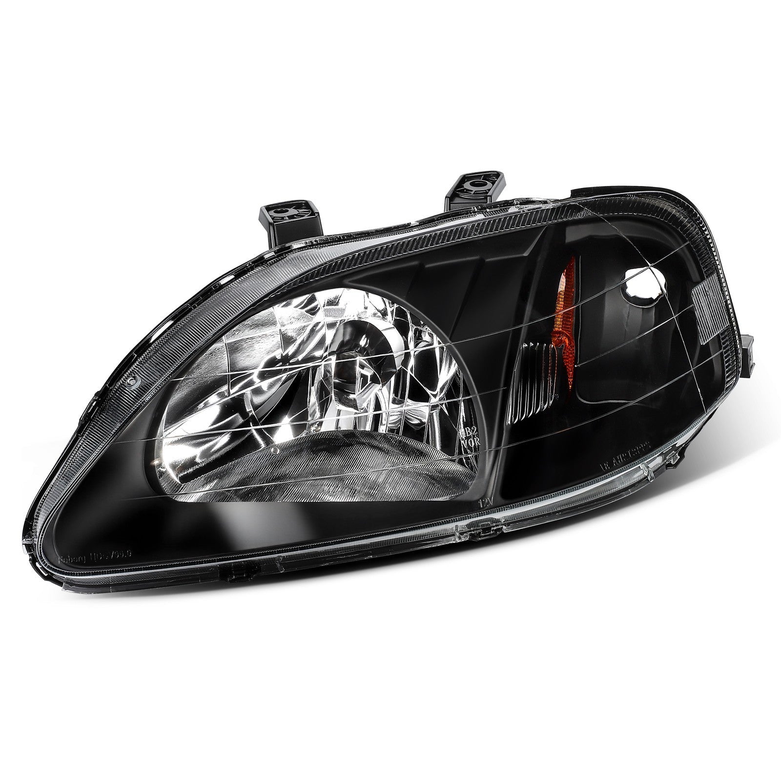 ECCPP Halogen Headlights Assembly For Honda Civic 1.6L 1999-2000 Pair Kit Black 6B93BC-57