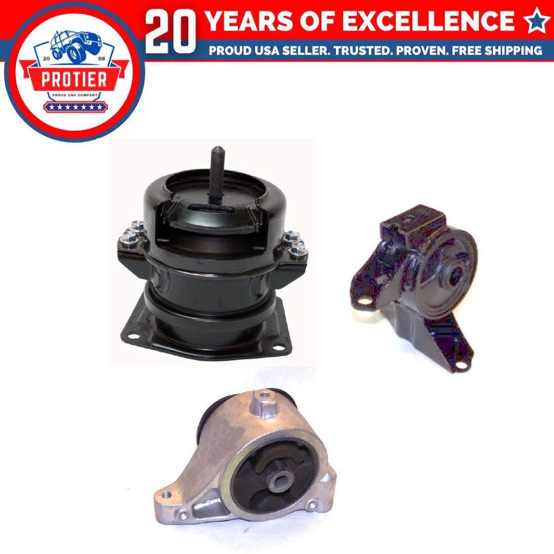 Front & Rear Engine Motor Mount Set for 2003 - 2006 Acura MDX 3.5L 3PCS 6B93BC-57