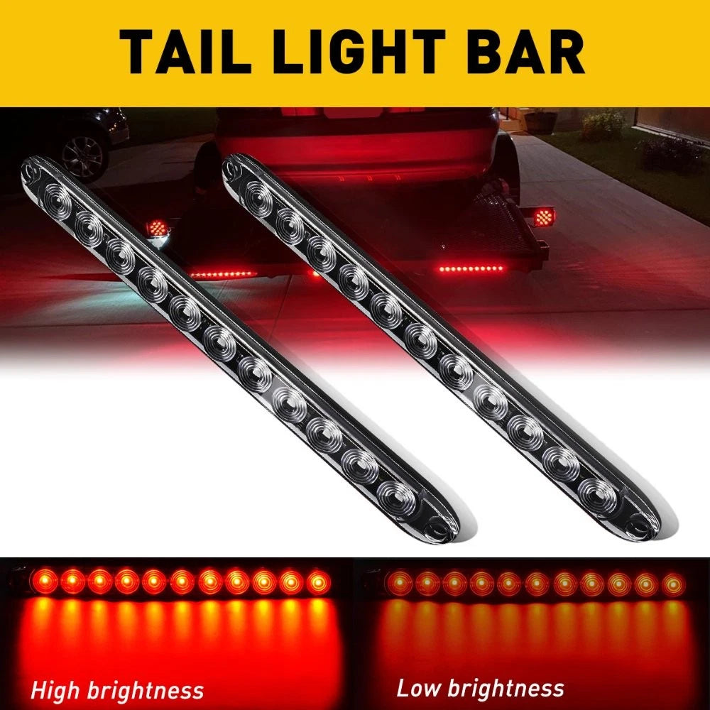 2PCS 15" Red Truck Trailer Light Bar 11 LED Stop Turn Tail Brake Lights Strip 6B93BC-57