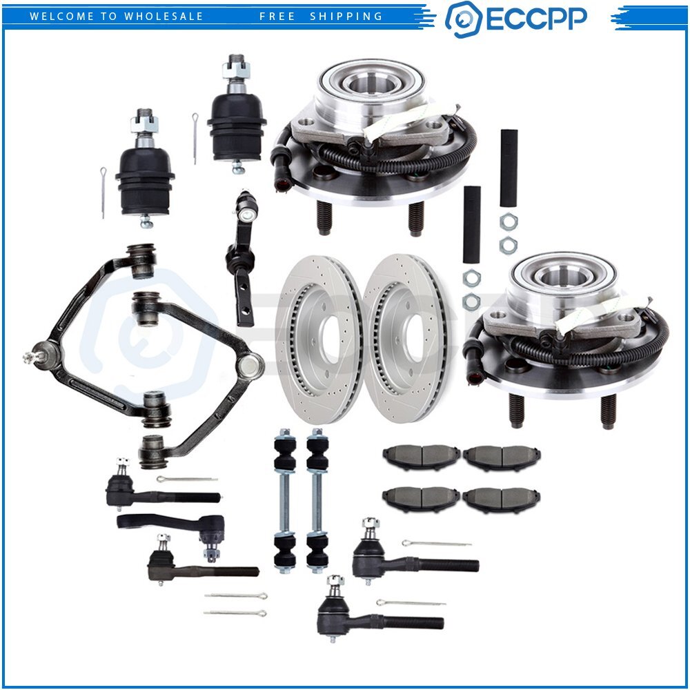 Front Suspension Kits Wheel Hub Bearing with Brake Rotor Pad For 00-03 Ford F150 6B93BC-57
