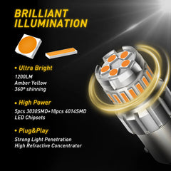 AUXITO 1156 Amber LED Turn Signal Light Bulb Error Free Anti Hyper Flash 2F EOA AUXITO