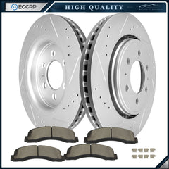 Front Drilled Slot Brake Rotor Ceramic Pad Kit For Ford F-150 Expedition Lincoln 6B93BC-57