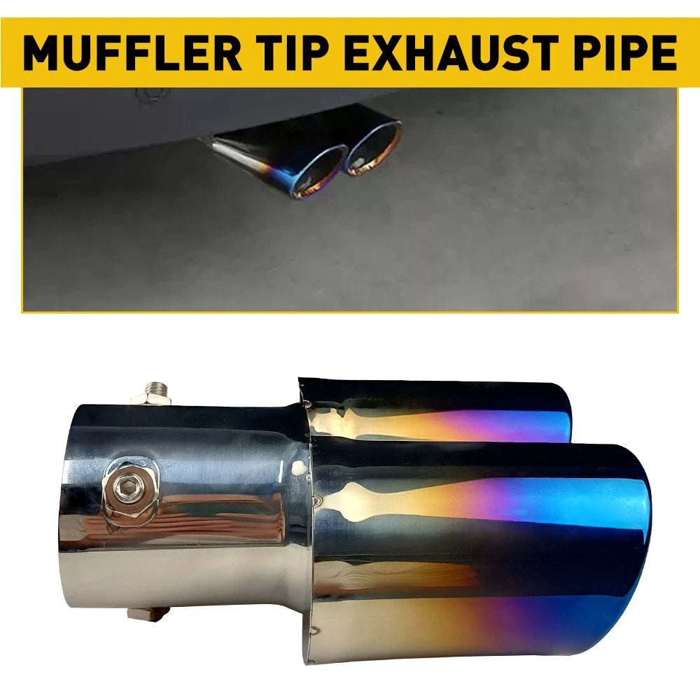 Car Muffler Tip Dual Exhaust Pipe Tail Burnt Blue Titanium Stainless Steel Rear 6B93BC-57