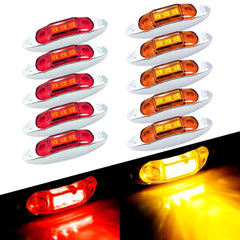 10x Amber+Red LED Side Light Marker Clearance Light for Trailer Truck RV Camper 6B93BC-57