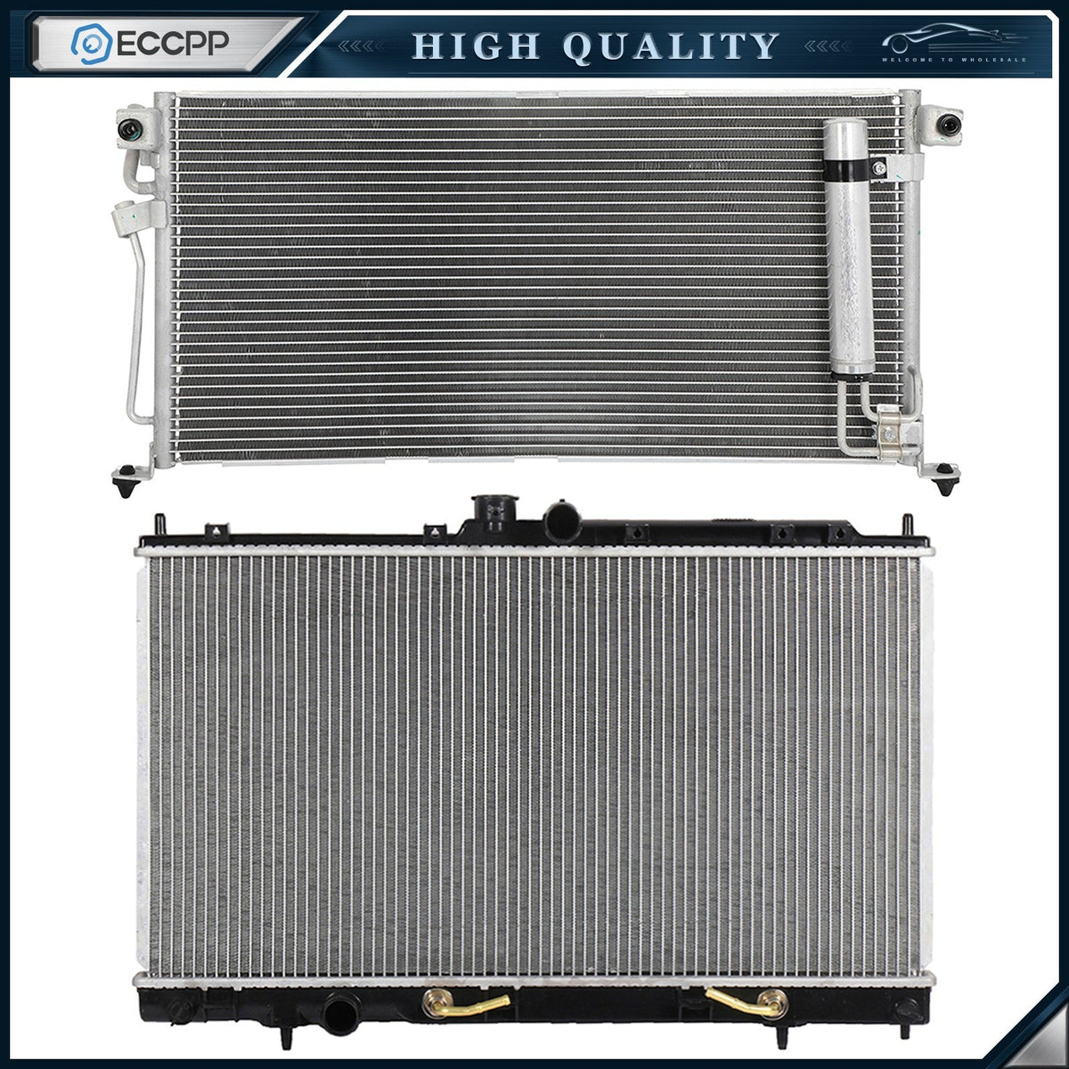 Aluminum Radiator & AC Condenser Cooling Kit For 2004-2006 Mitsubishi Lancer 6B93BC-57