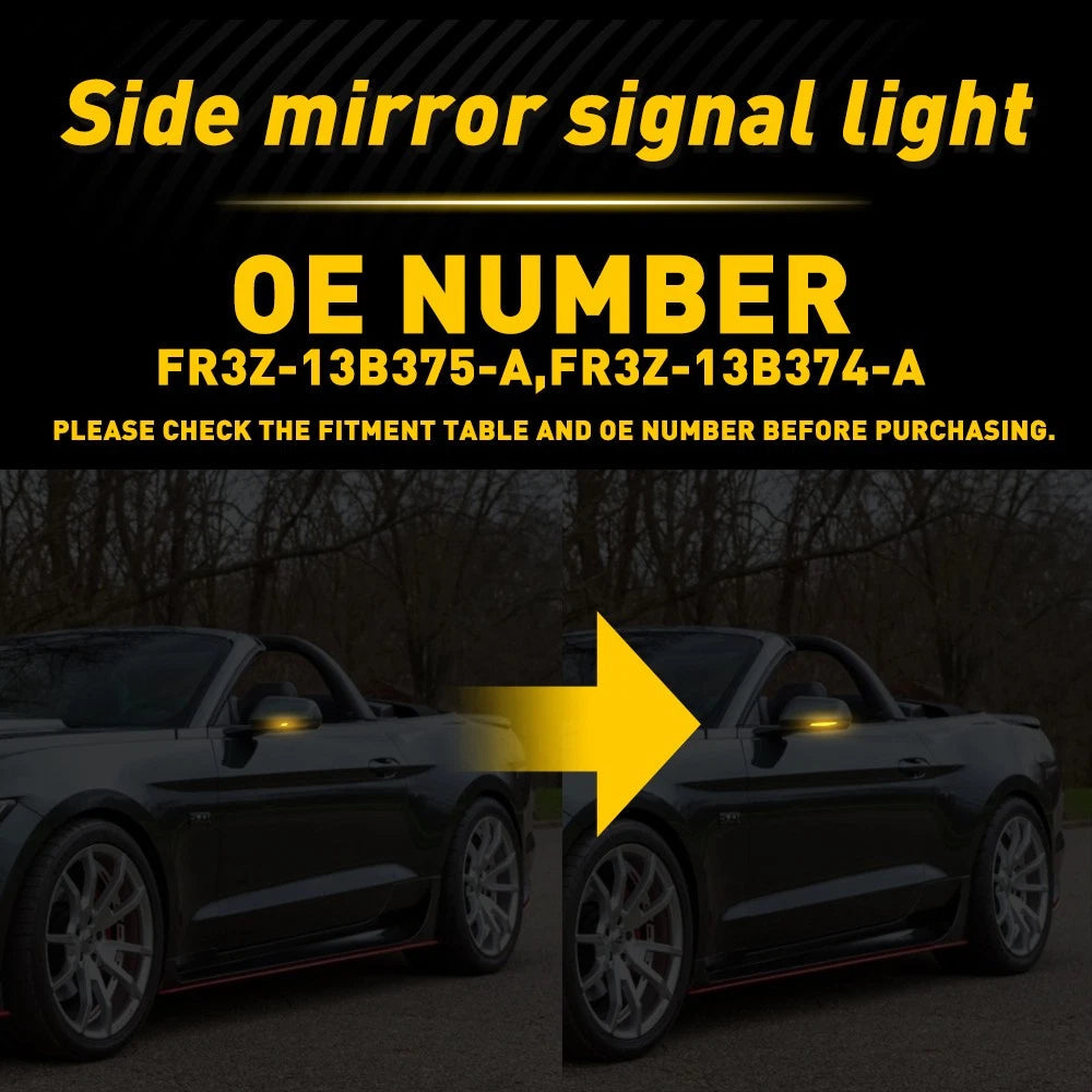 Smoke Sequential Amber LED Side Mirror Signal Lights For 2015-22 Ford Mustang EA 6B93BC-57