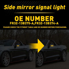 Smoke Sequential Amber LED Side Mirror Signal Lights For 2015-22 Ford Mustang EA 6B93BC-57