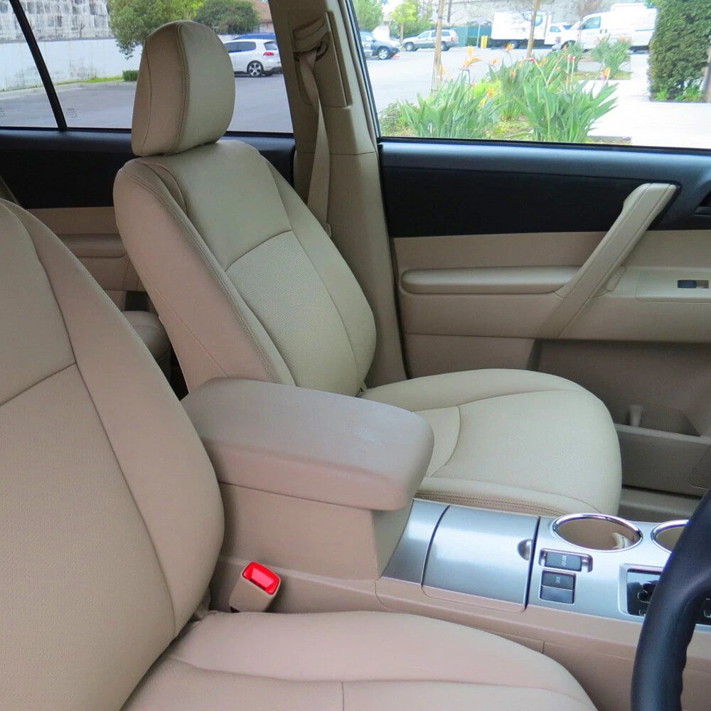 Center Console Armrest Lid Cover W/ Base For Toyota Highlander 2008-2013 Beige A 6B93BC-57