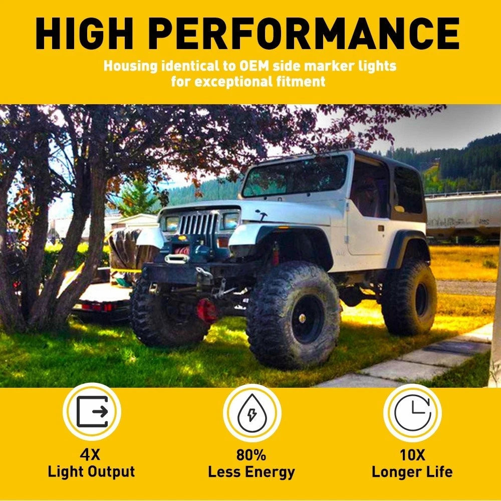 Smoke LED Side Marker Lights Signal Fender Lamp For Jeep 1987-1995 Wrangler YJ 6B93BC-57