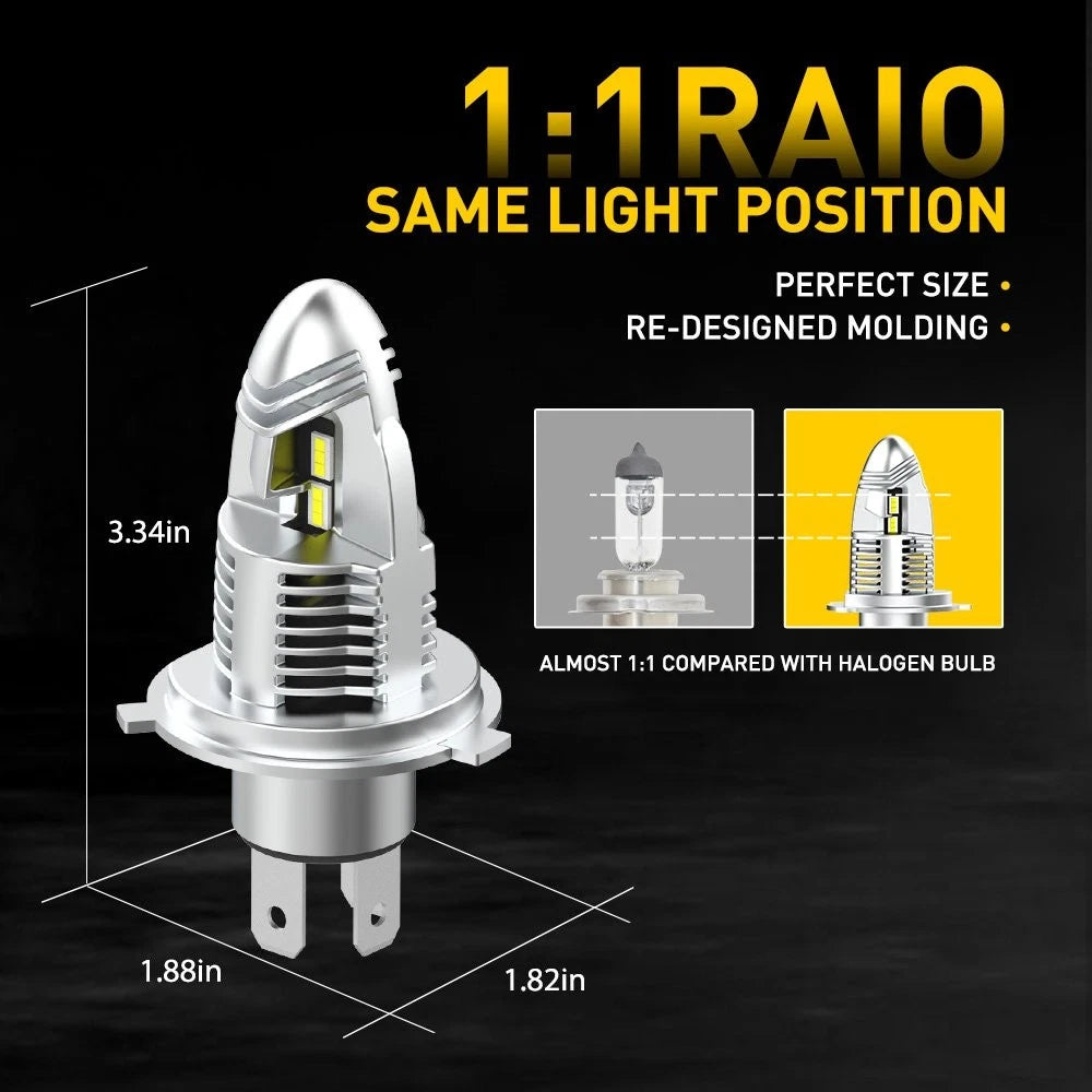 4X AUXITO LED Headlight Bulb H4 9003 HB2 Combo High Low Super White CANBUS Q10 A AUXITO