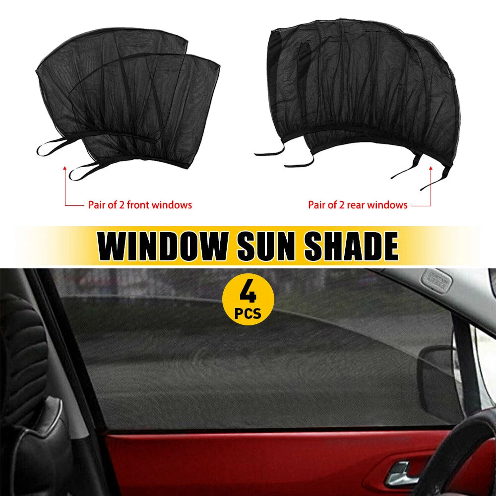 4Pcs Car Window Screen Mesh Cover Privacy Mosquito Bugs Net Sun UV Protection EA 6B93BC-57
