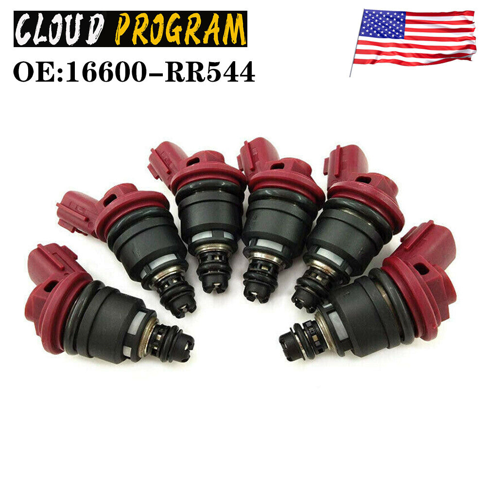 6PCS Fuel Injectors 16600-RR544 For Nissan Skyline R33 RB25DET ECR33 300ZX 6B93BC-57