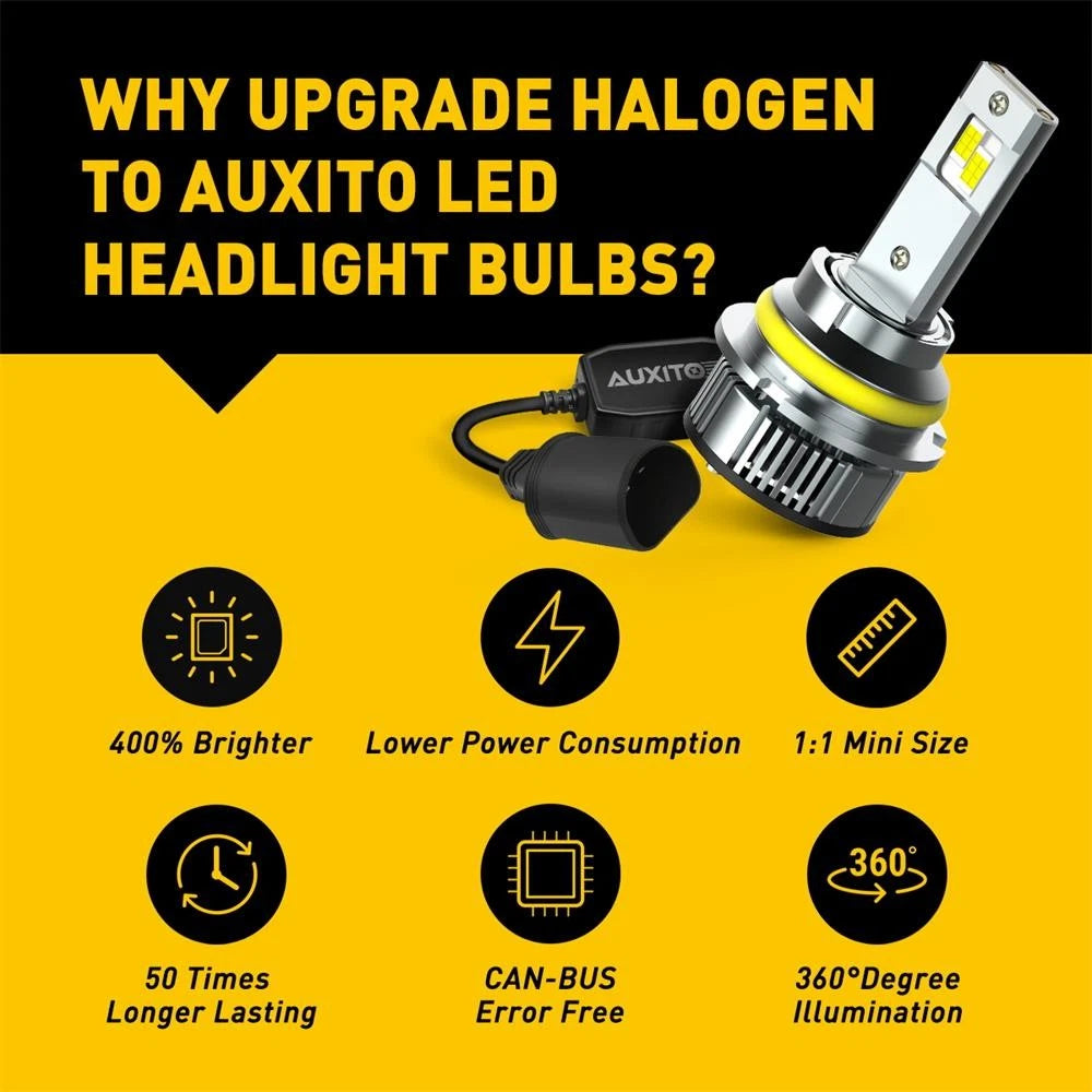AUXITO 9007 LED Headlight Bulbs Kit 6500K White High Low Beam Light Bulb 24000LM AUXITO