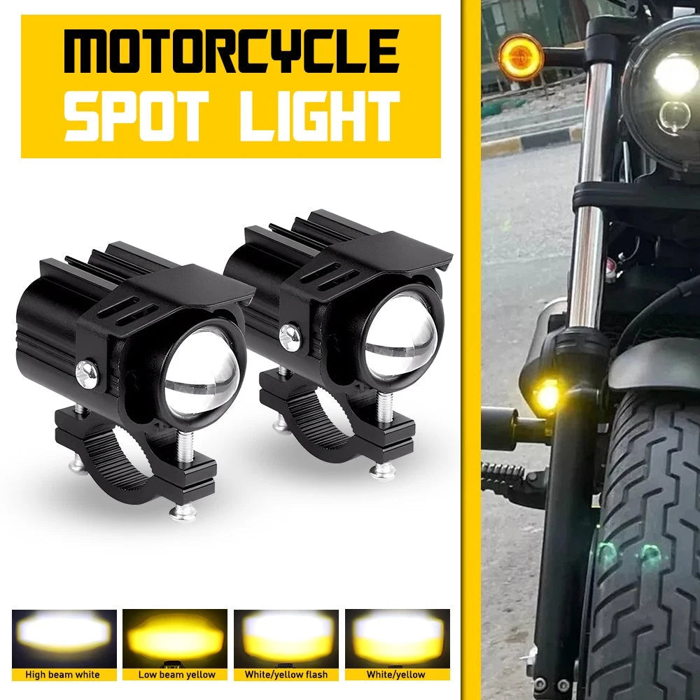 Motorcycle Led Headlights Two-Color Bright External Spotlights Amber White EOA 6B93BC-57