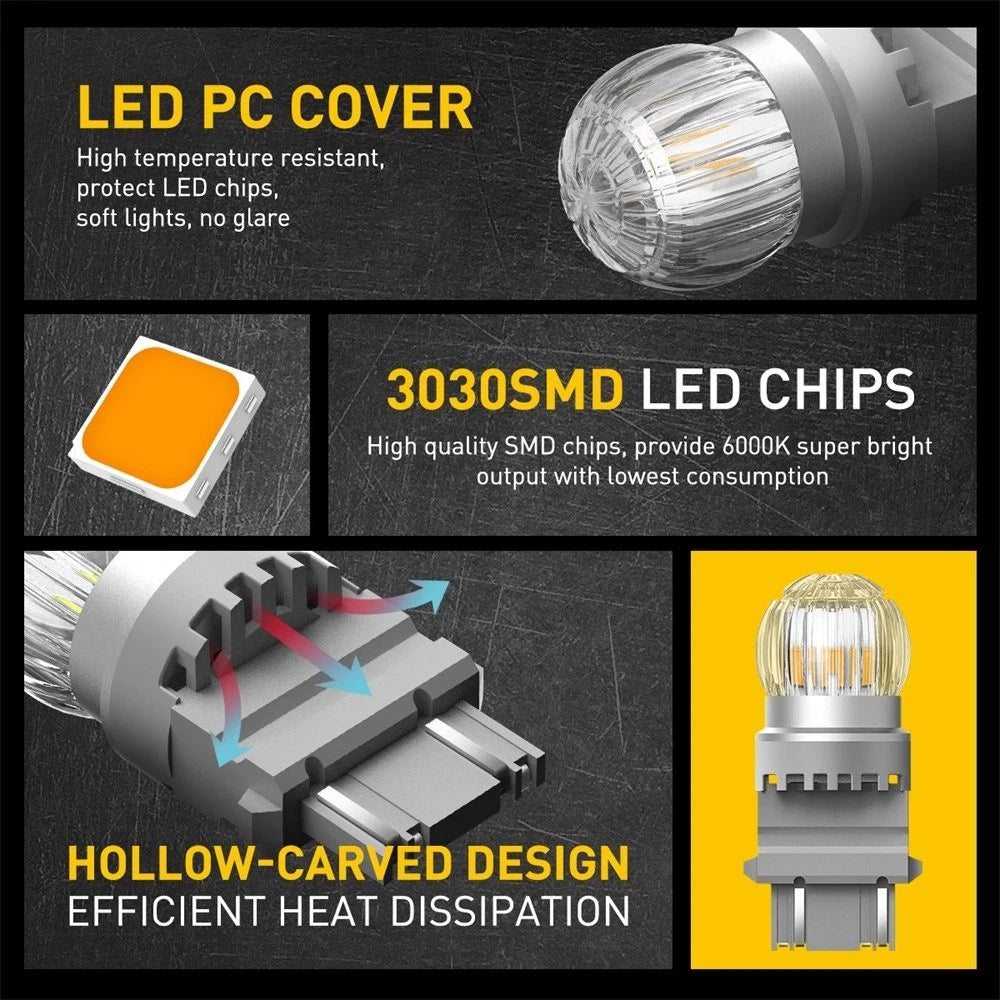 2X AUXITO 3157 4157 LED Amber Yellow Turn Signal Blinker Corner Light bulb 6T EA AUXITO