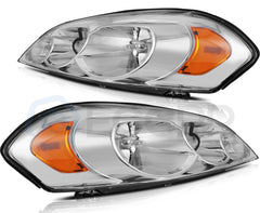 ECCPP Headlights Assembly For Chevrolet Impala 2006-2016 Pair Kit Chrome Amber 6B93BC-57
