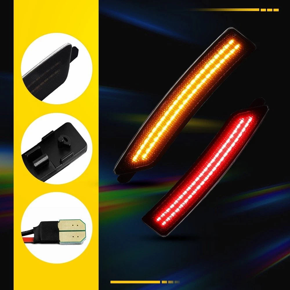 4x For Ford Mustang 2024-25 Front Rear Amber Red LED Side Marker Lights Smoked A 6B93BC-57
