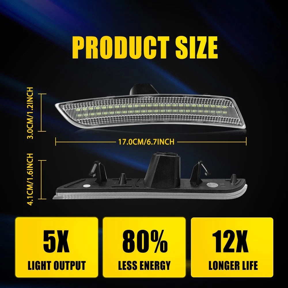 For Cadillac CTS ATS 2014-19 Clear White LED Bumper Side Marker Signal Light EOA 6B93BC-57