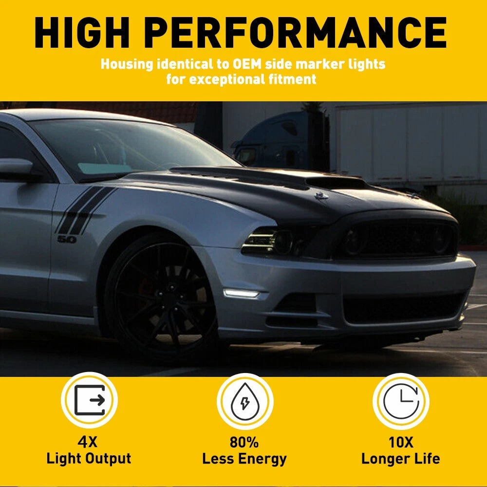 For 2010-2014 Mustang Ford Lens Clear Front & Rear LED Marker Side Lights AUXITO AUXITO