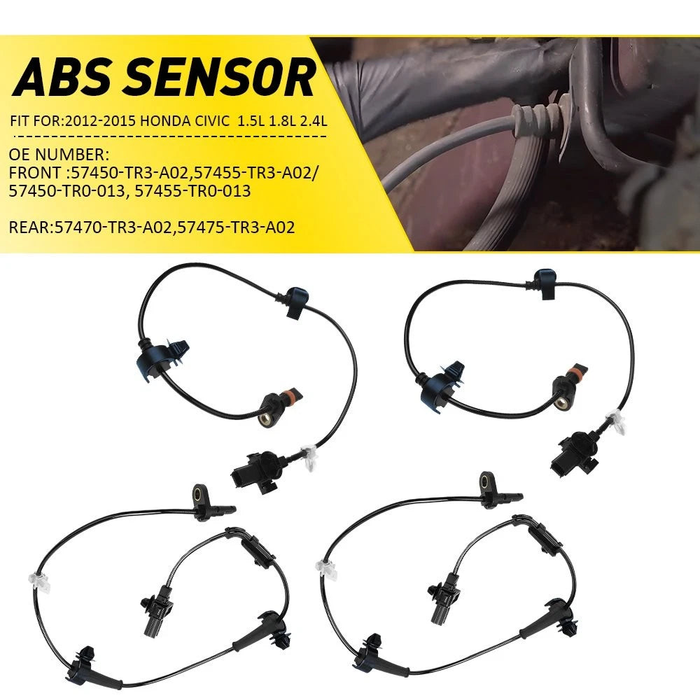 4Pcs Front Rear ABS Wheel Speed Sensor for 2012-15 Honda Civic 1.5L 1.8L 2.4L EA 6B93BC-57