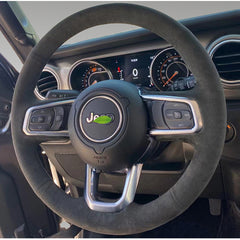 Suede Leather Steering Wheel Hand-stitch on Wrap Cover For Jeep Wrangler 2018-21