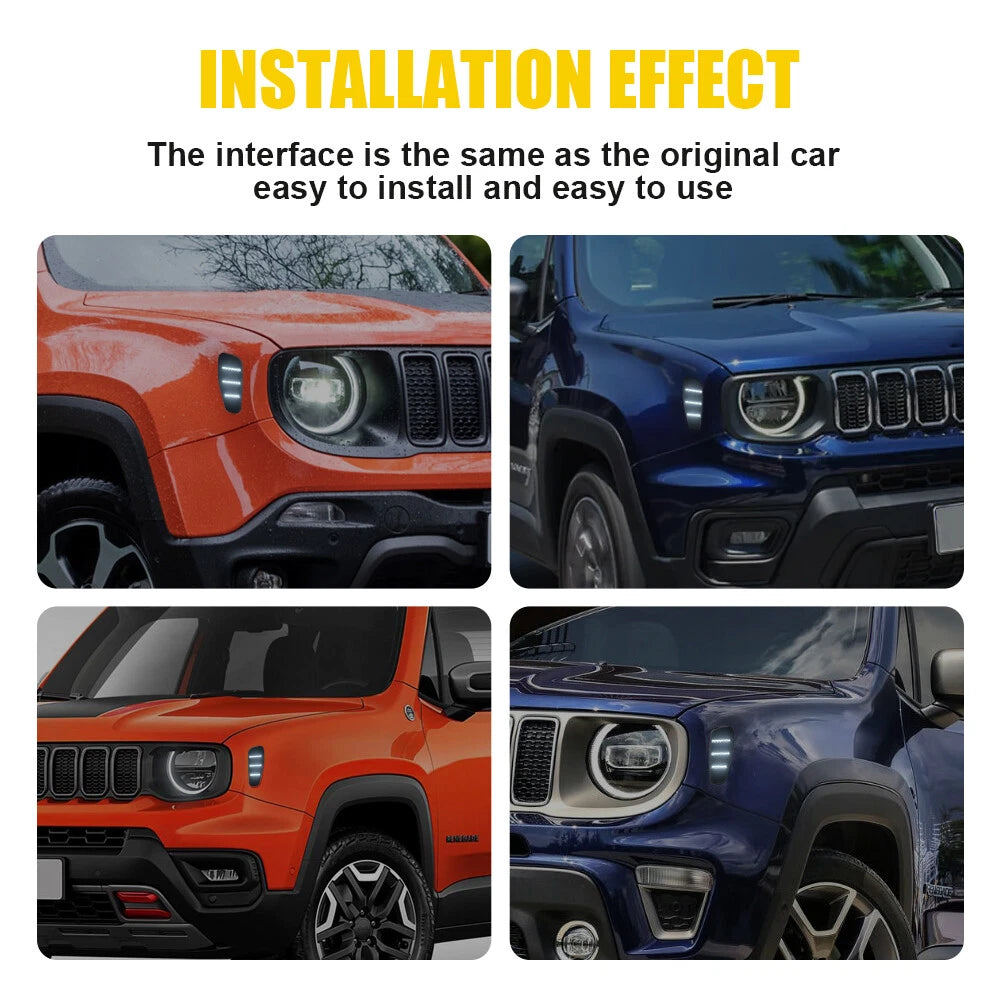 2X Side Marker Light Turn Signal Lamp White For 2015-23 Jeep Renegade Fender EOA 6B93BC-57