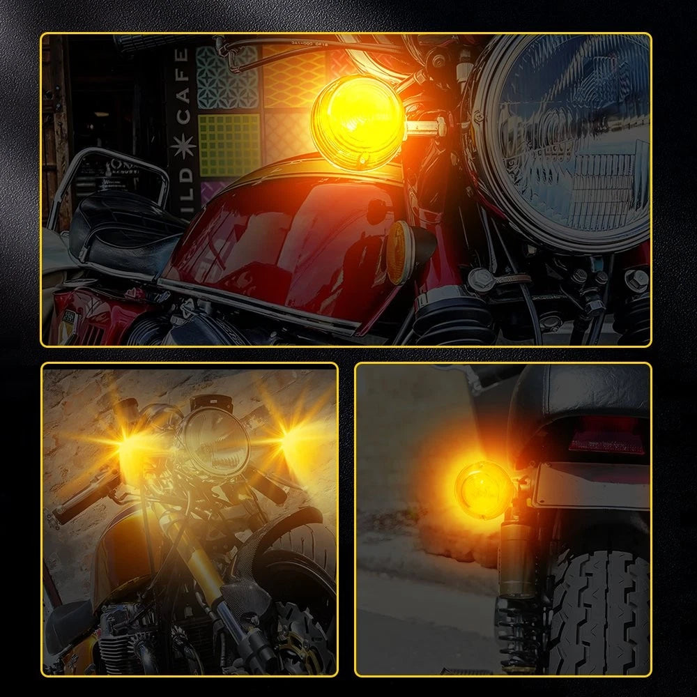 2PC Motorcycle Turn Signal Indicator Amber Blinker Light Mini Lamp Universal EOA 6B93BC-57