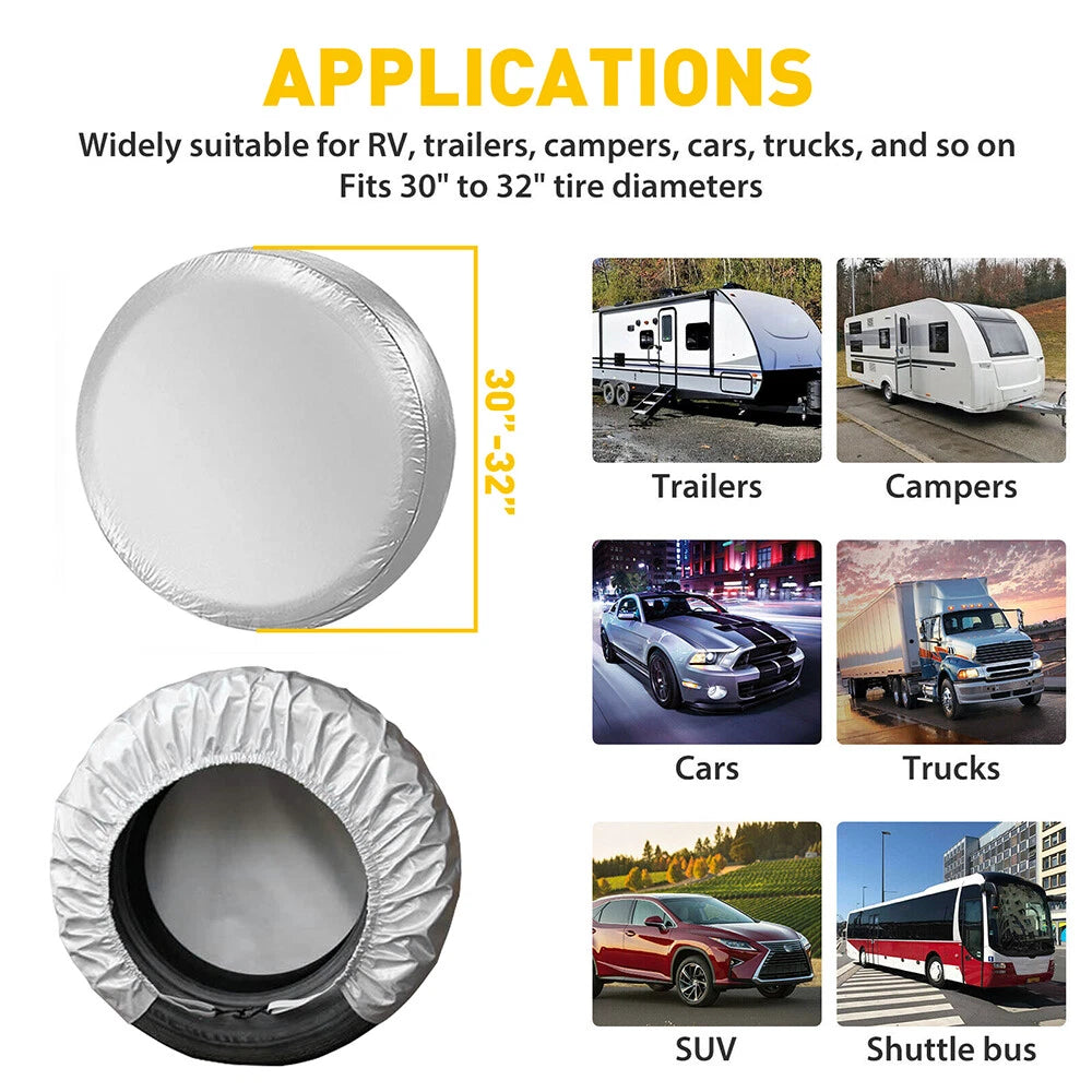 30" 31" 32" Wheel Tire Covers For RV Trailer Camper Car Truck Motorhome SUV 4Pcs 6B93BC-57