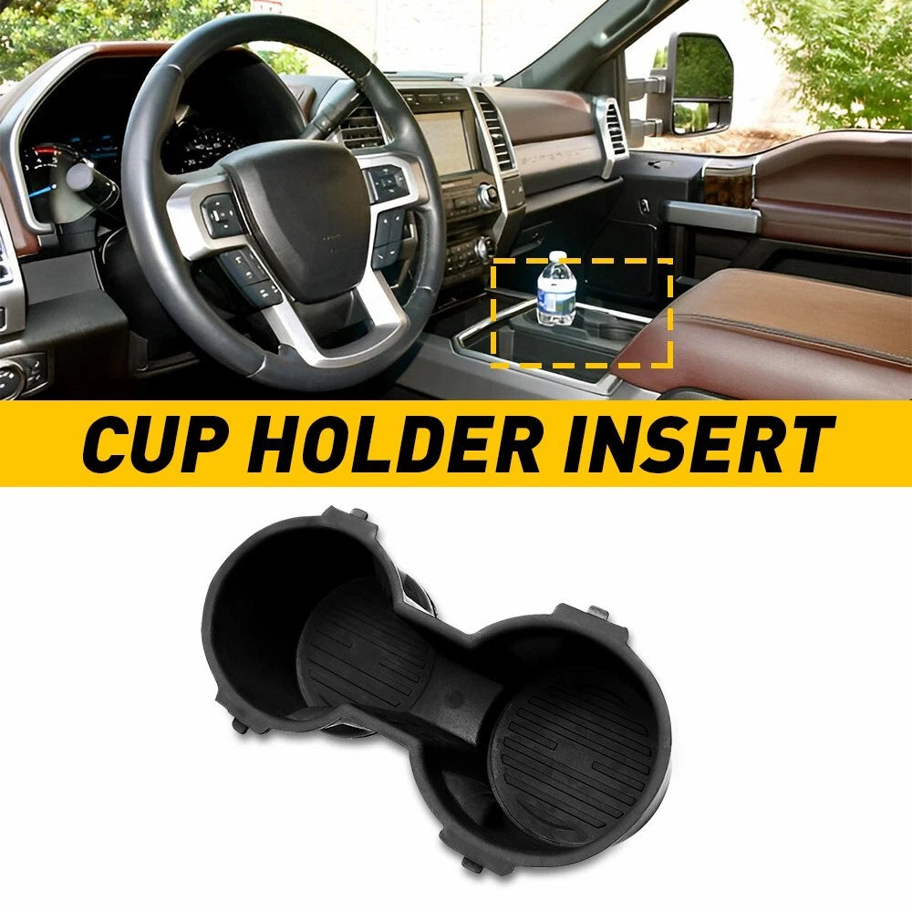 Front Seat Dual Cup Holder Rubber Insert FIT FOR 2015-2017 Ford F-150 BLACK EOA 6B93BC-57