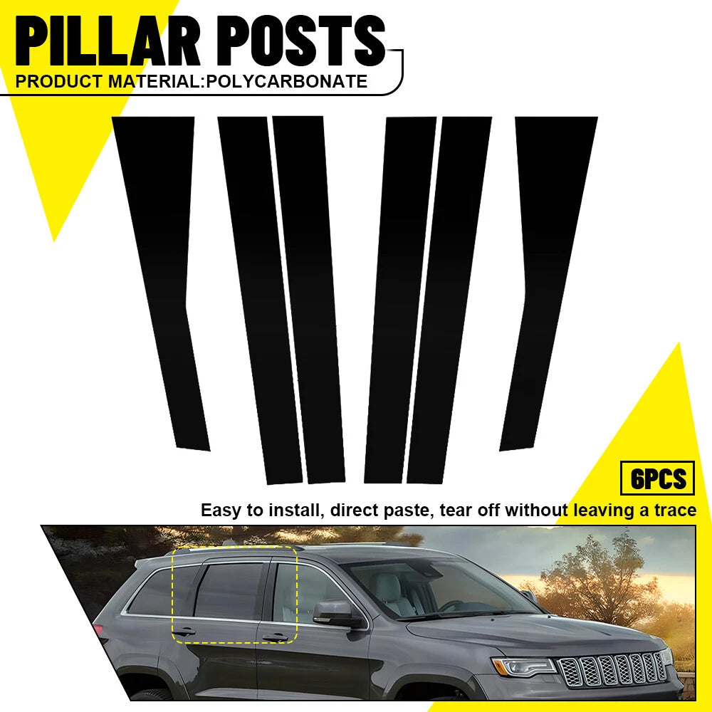 For Jeep Grand-Cherokee 2011-2021 6Pcs Door Pillar Post Side Cover Trim X 6pcs A 6B93BC-57