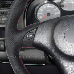 Custom Black PU Leather Steering Wheel Stitch on Cover For Toyota RAV4 1998-2005