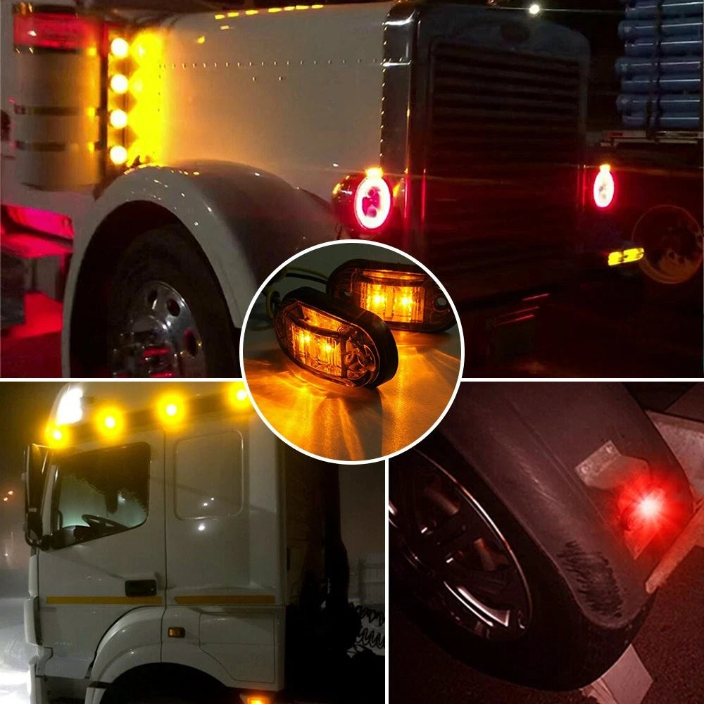 10pcs LED Side Marker Lights Oval Truck Trailer Clearance Lamp Amber + Red EOA 6B93BC-57