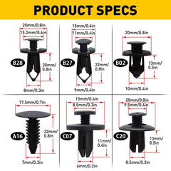 190PCS Car Body Trim Clips Retainer Bumper Rivets Screw Panel Push Fastener Kits 6B93BC-57