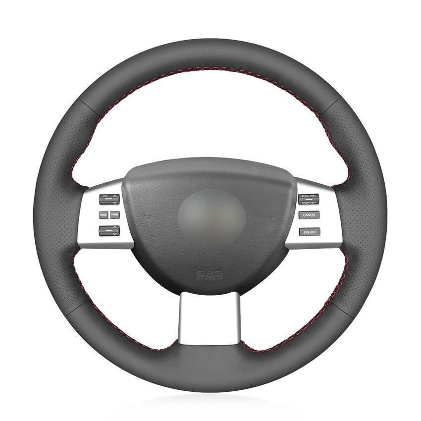 Black Perforated Leather Steering Sew-on Wheel Wrap Cover For Nissan Murano