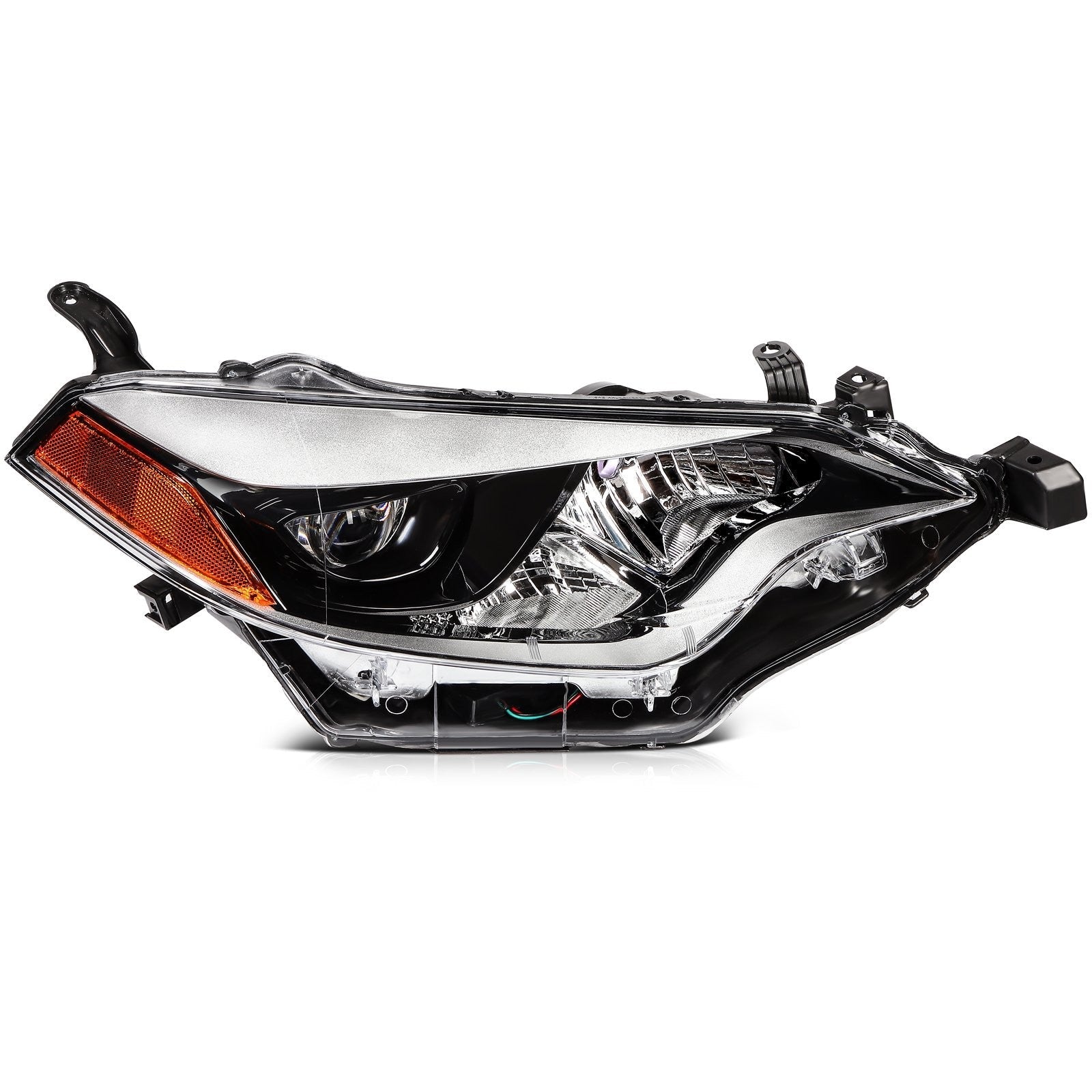 Pair Kit Headlights Assembly For 2014-2016 Toyota For Corolla 1.8L Black Amber 6B93BC-57