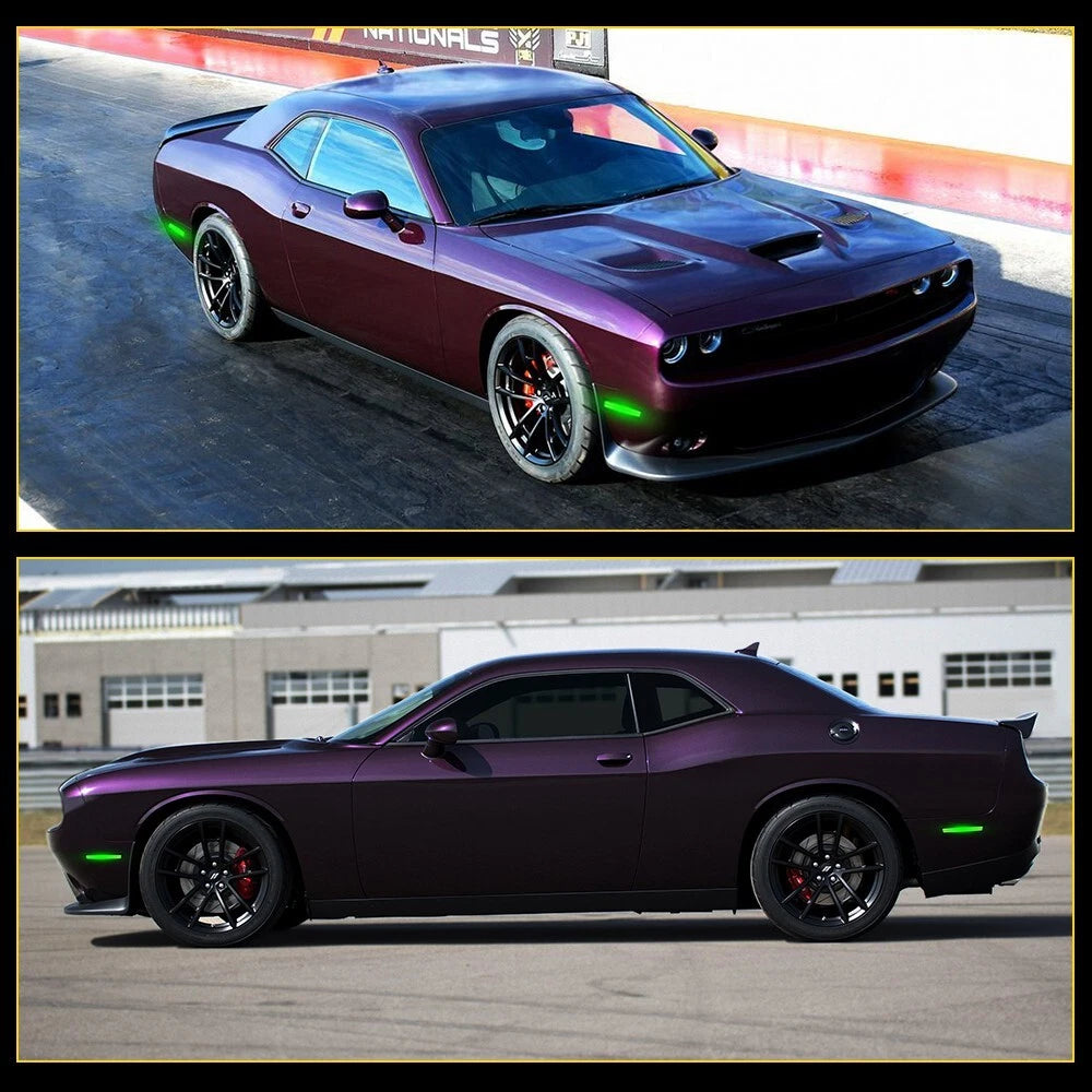 Front Rear Bumper Side Marker Lights For 2015-22 Dodge Challenger Green Smoked A 6B93BC-57