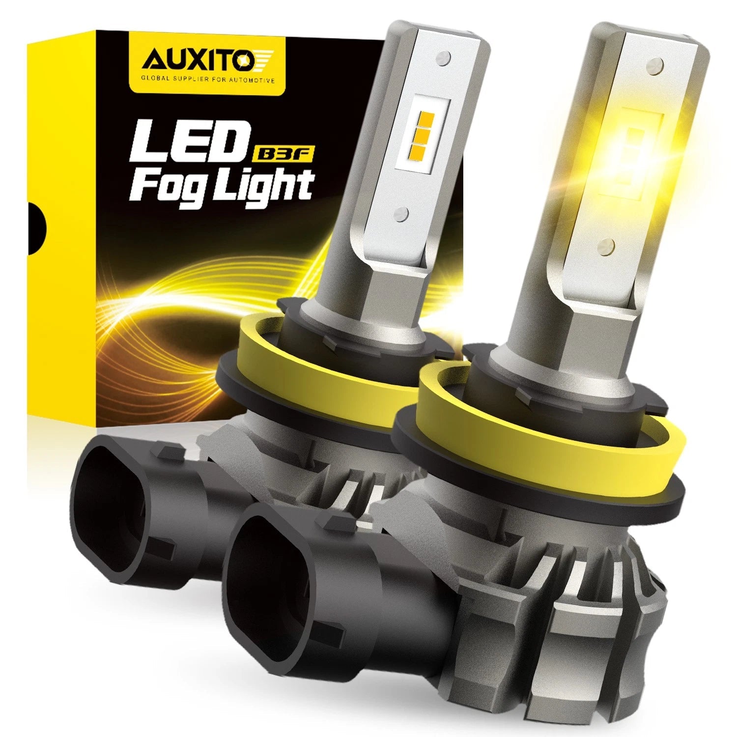 AUXITO Lamp H11 H8 H9 Amber Yellow LED Fog Light DRL Bulbs Super Bright 6000LM A AUXITO