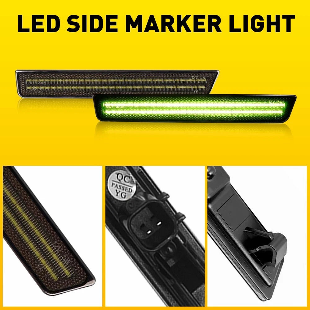 Front Rear Bumper Side Marker Lights For 2015-22 Dodge Challenger Green Smoked A 6B93BC-57